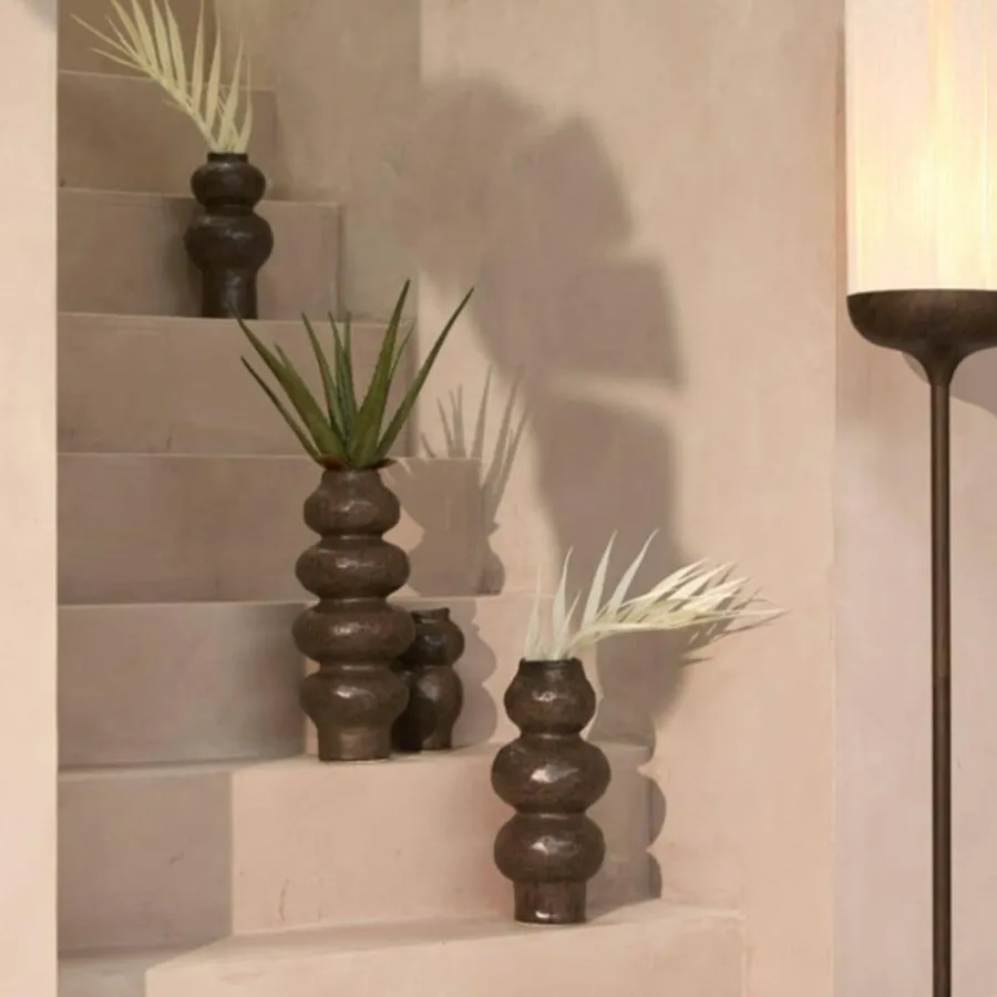 Light en Living Vaas deco Ø13x26 cm ROGANO keramiek donker bruin Hot