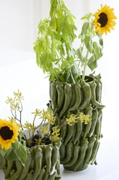Light en Living Vaas deco 25,5x24,5x20,5 cm PEPPER keramiek donker groen New