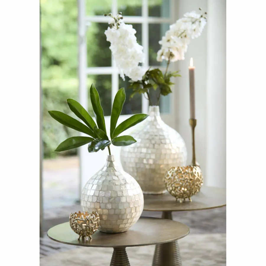 Light en Living Vaas deco Ø28x35 cm ELORZA bamboe crème