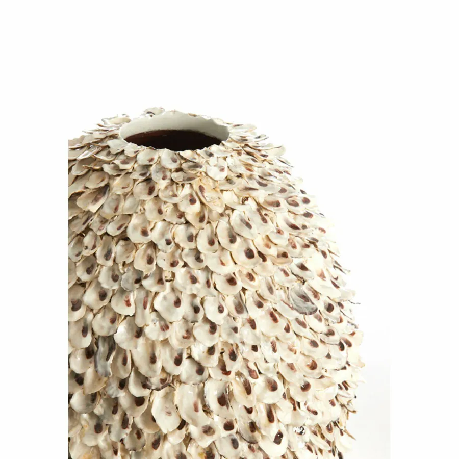 Light en Living Vaas deco Ø33x35 cm UBATE bamboe+schelp crème+bruin Clearance