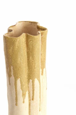Light en Living Vaas deco 26x14x40 cm FLOVILLA keramiek crème+olijf groen Online