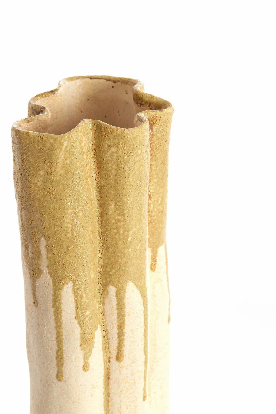 Light en Living Vaas deco 26x14x40 cm FLOVILLA keramiek crème+olijf groen Online