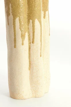 Light en Living Vaas deco 26x14x40 cm FLOVILLA keramiek crème+olijf groen Online