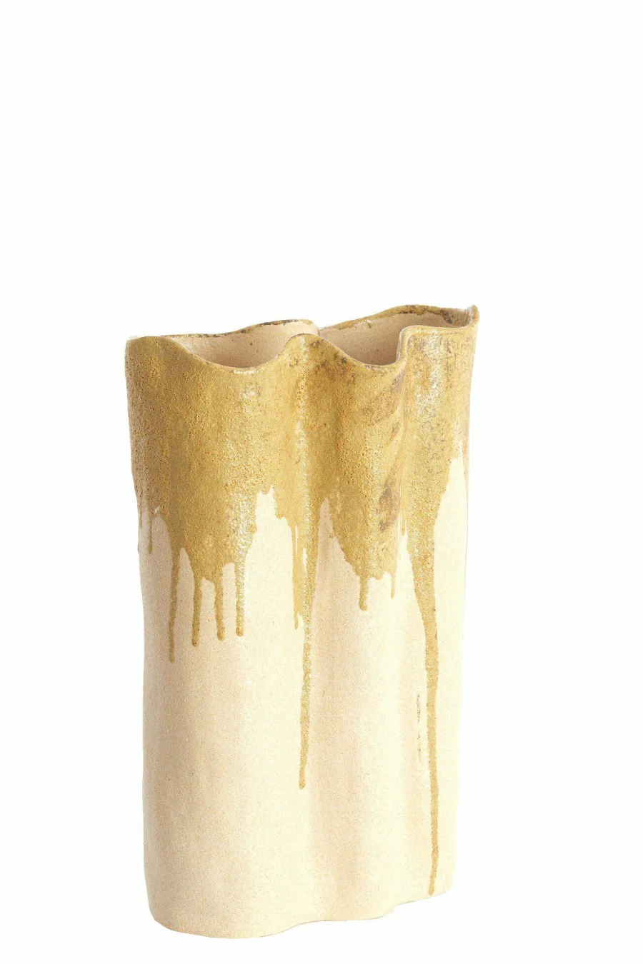 Light en Living Vaas deco 26x14x40 cm FLOVILLA keramiek crème+olijf groen Online