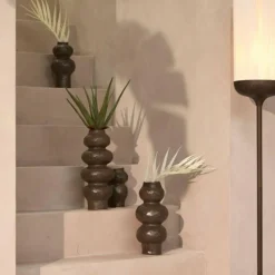 Light en Living Vaas deco Ø15,5x37,5 cm ROGANO keramiek donker bruin Best