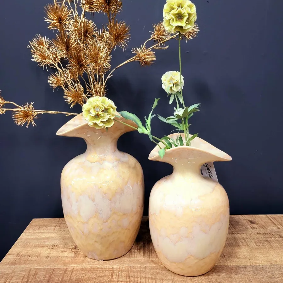 Light en Living Vaas deco 17x16x28 cm MARILLO keramiek light peach Online