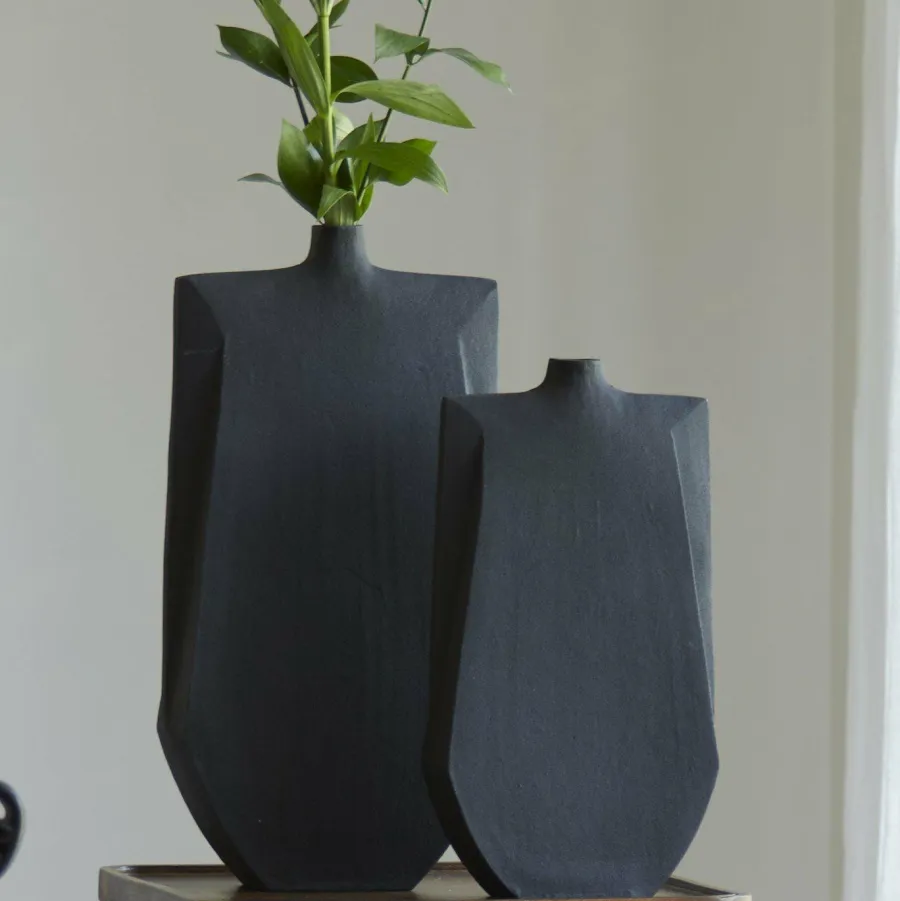 Light en Living Vaas deco 21x7,5x41 cm MAKAHA mat zwart