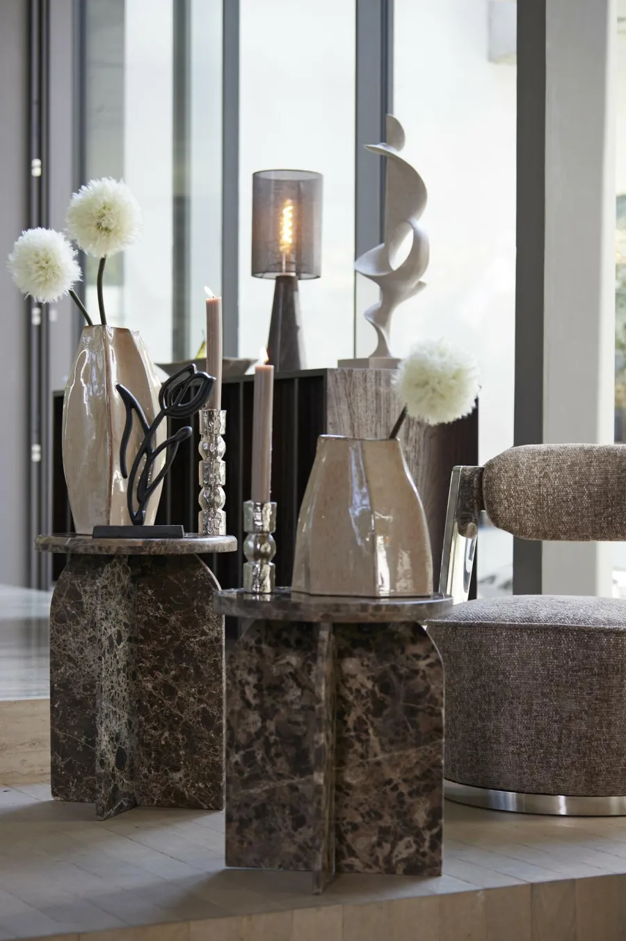 Light en Living Vaas deco 25,5x22x27 cm CHIADO glans beige Outlet