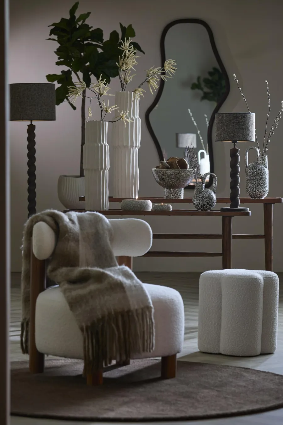 Light en Living Vaas deco 16,5x15,5x37 cm SERRES keramiek crème+zwart Discount