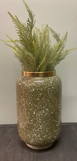 Light en Living Vaas deco Ø18x30 cm CHOW groen/wit-goud Best