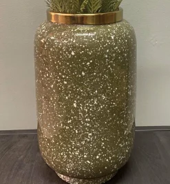 Light en Living Vaas deco Ø18x30 cm CHOW groen/wit-goud Best