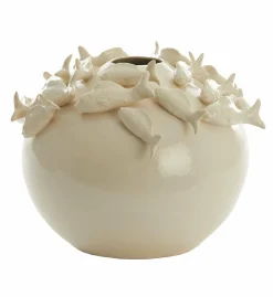 Light en Living Vaas deco Ø41,5X32 cm FISH keramiek creme Clearance