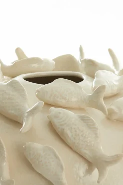Light en Living Vaas deco Ø41,5X32 cm FISH keramiek creme Clearance