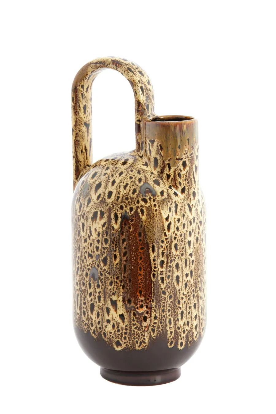 Light en Living Vaas deco 16,5x15,5x37 cm SERRES keramiek donkerbruin + creme + oranje New