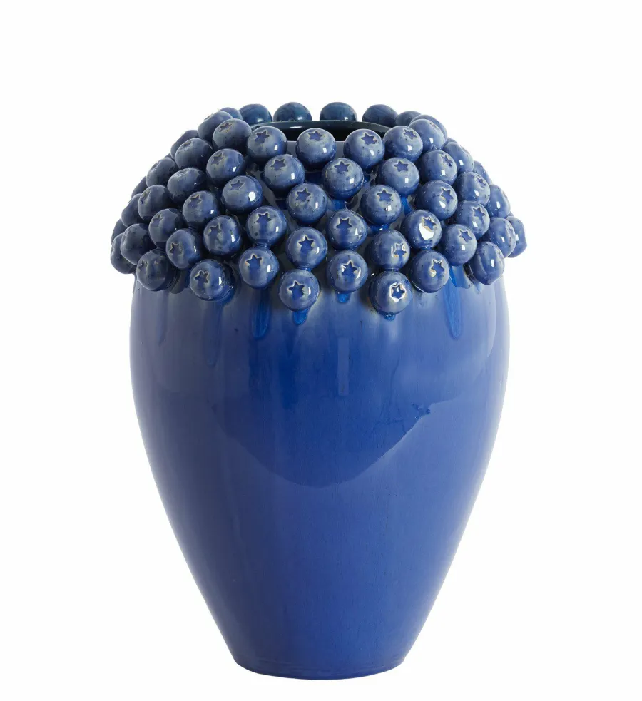 Light en Living Vaas deco Ø32x43,5 cm LOVRO keramiek donkerblauw