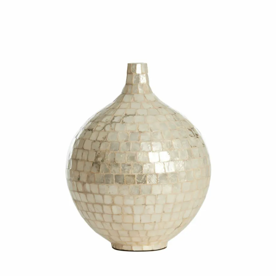 Light en Living Vaas deco Ø22x25 cm ELORZA bamboe crème Outlet