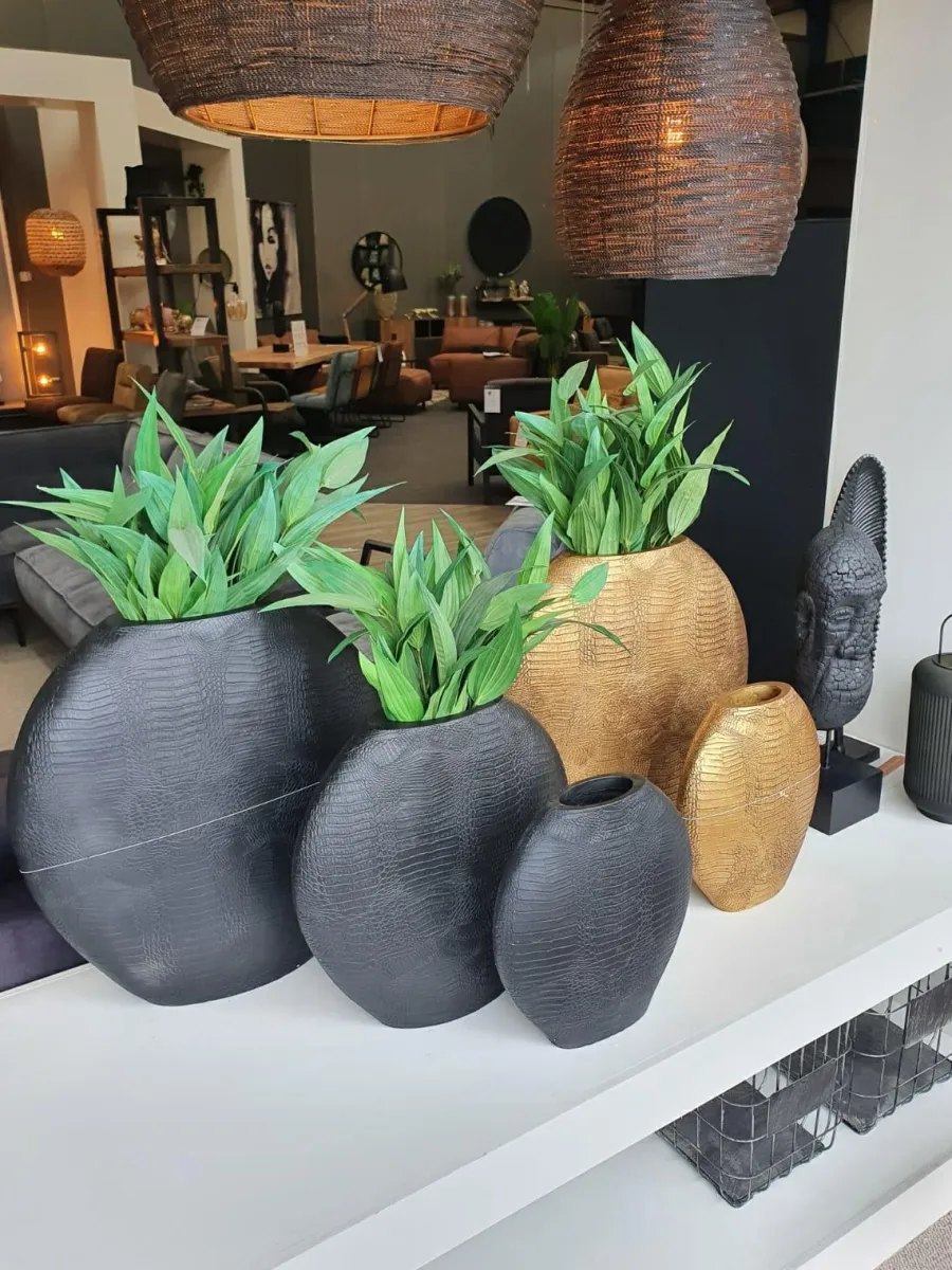 Light en Living Vaas deco 29,5x8x31,5 cm SKELD mat zwart Best