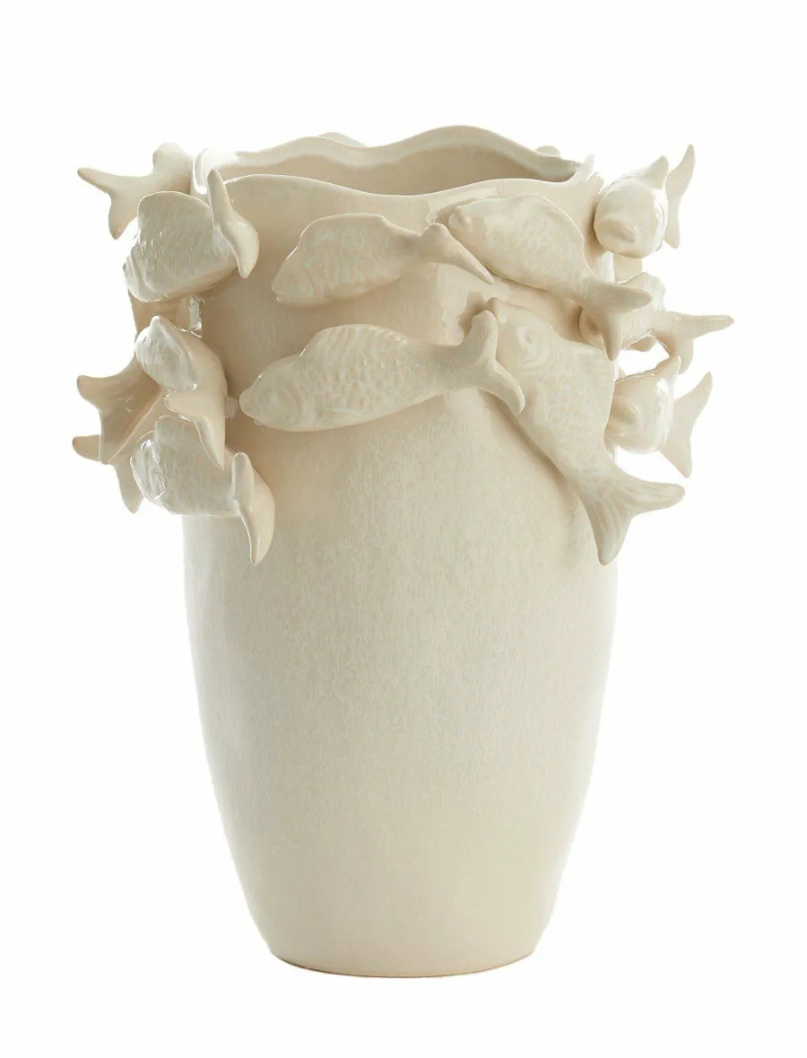 Light en Living Vaas deco 29X28X36,5 cm FISH keramiek creme Discount