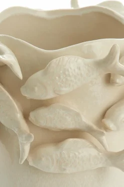 Light en Living Vaas deco 29X28X36,5 cm FISH keramiek creme Discount