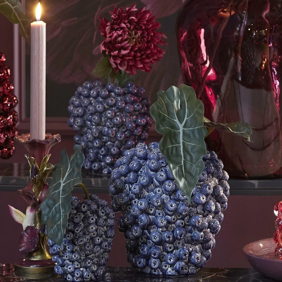 Light en Living Vaas deco Ø15X17,5 cm BERRIES keramiek donkerblauw Clearance