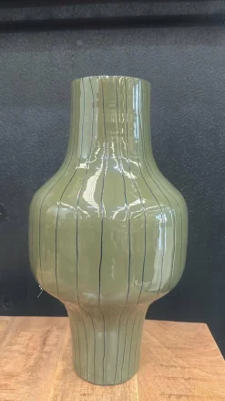 Light en Living Vaas deco Ø27x49 cm SINDO glanzend donker olijf groen+zwart Hot