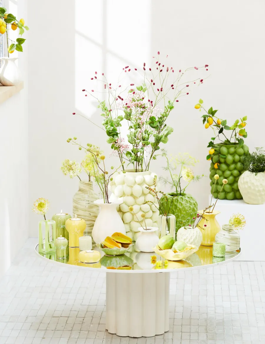 Light en Living Vaas deco LEMON groen - 41 cm hoog New