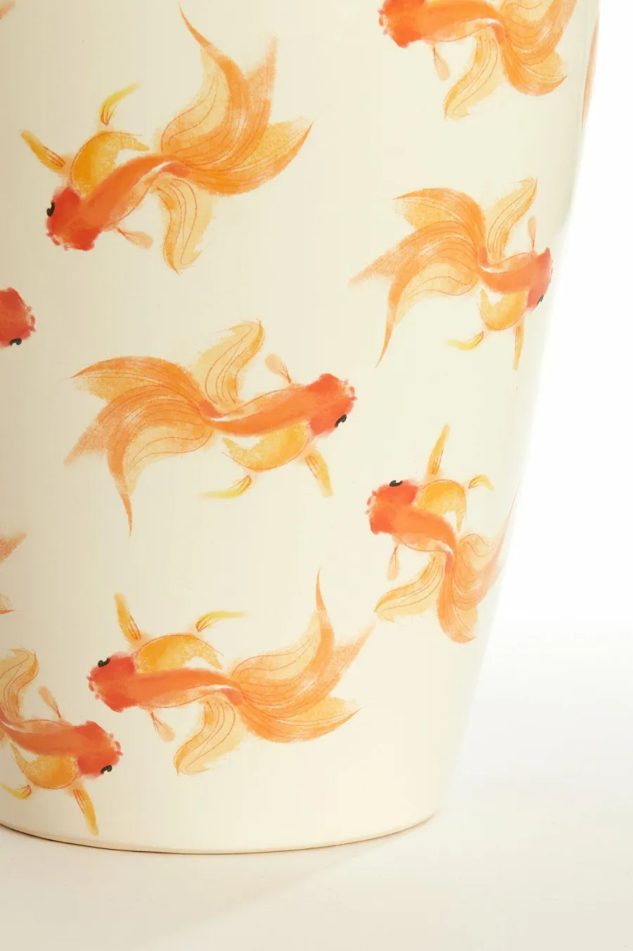 Light en Living Vaas deco Ø28X42 cm Fish keramiek wit+oranje New