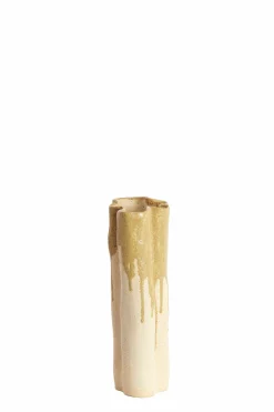 Light en Living Vaas deco 12x9,5x30 cm FLOVILLA keramiek crème+olijf groen Clearance