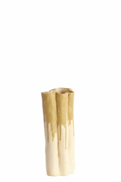 Light en Living Vaas deco 12x9,5x30 cm FLOVILLA keramiek crème+olijf groen Clearance