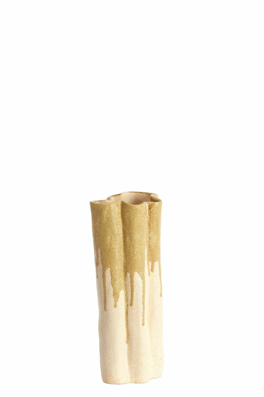 Light en Living Vaas deco 12x9,5x30 cm FLOVILLA keramiek crème+olijf groen Clearance