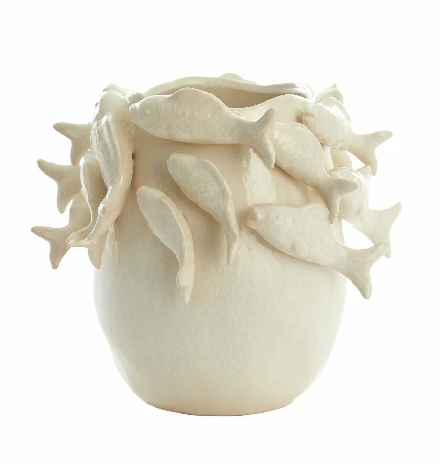 Light en Living Vaas deco 29X28,5X27 cm FISH keramiek creme Online