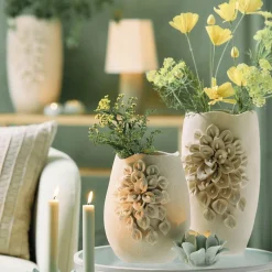 Light en Living Vaas deco 31,5X27X50 cm AMIATA keramiek mat crème Clearance
