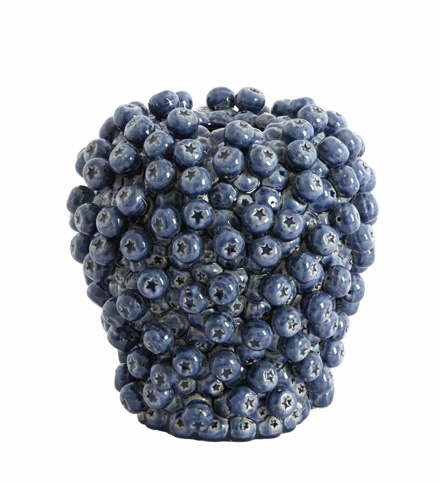 Light en Living Vaas deco Ø25,5x27 cm BERRIES keramiek donkerblauw Best