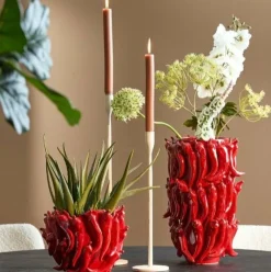 Light en Living Vaas deco 25,5x24,5x20,5 cm PEPPER keramiek rood Discount