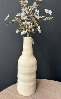 Light en Living Vaas deco Ø14,5x42 cm SESTO keramiek mat crème New