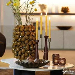 Light en Living Vaas NATALIA keramiek geel-bruin - 2 afmetingen Online