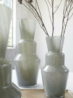 Light en Living Vaas TROSMU glas donker groen-goud - 2 maten Clearance