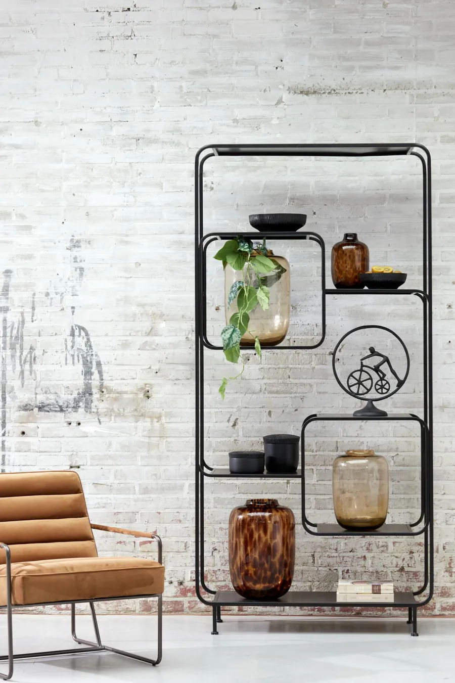 Light en Living Vaas Ø16x25 cm DAKAR Glas bruin-zwart New