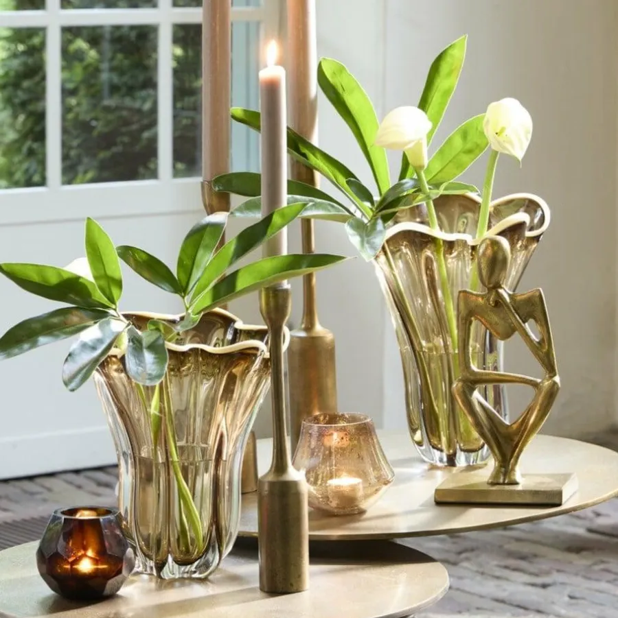 Light en Living Vaas Ø26X32 cm KAZUNO Glas helder bruin+grijs+creme