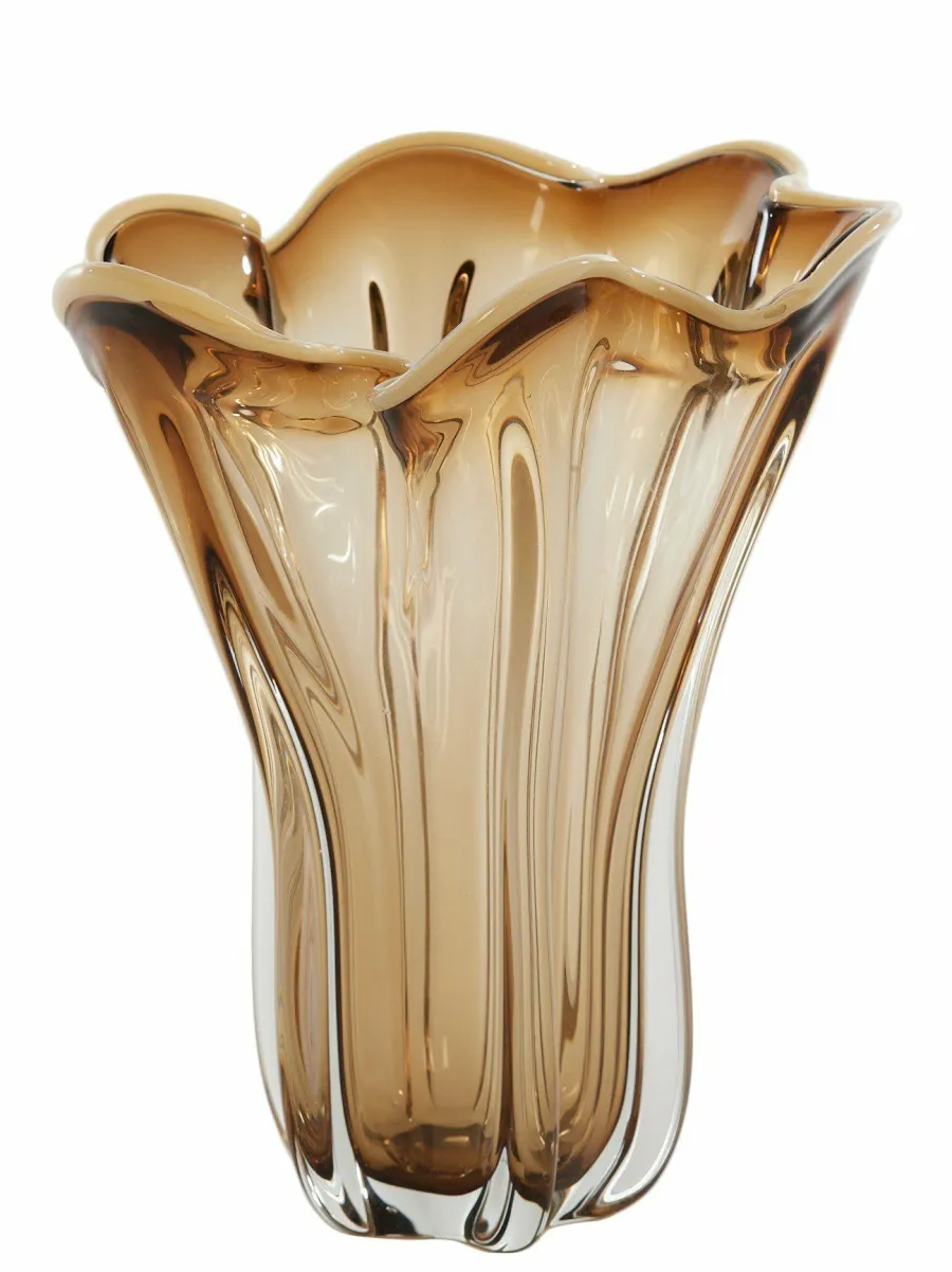 Light en Living Vaas Ø26X32 cm KAZUNO Glas helder bruin+grijs+creme