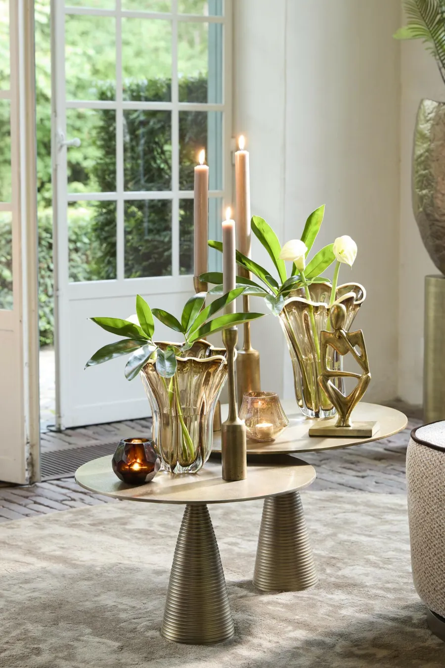 Light en Living Vaas Ø26X32 cm KAZUNO Glas helder bruin+grijs+creme
