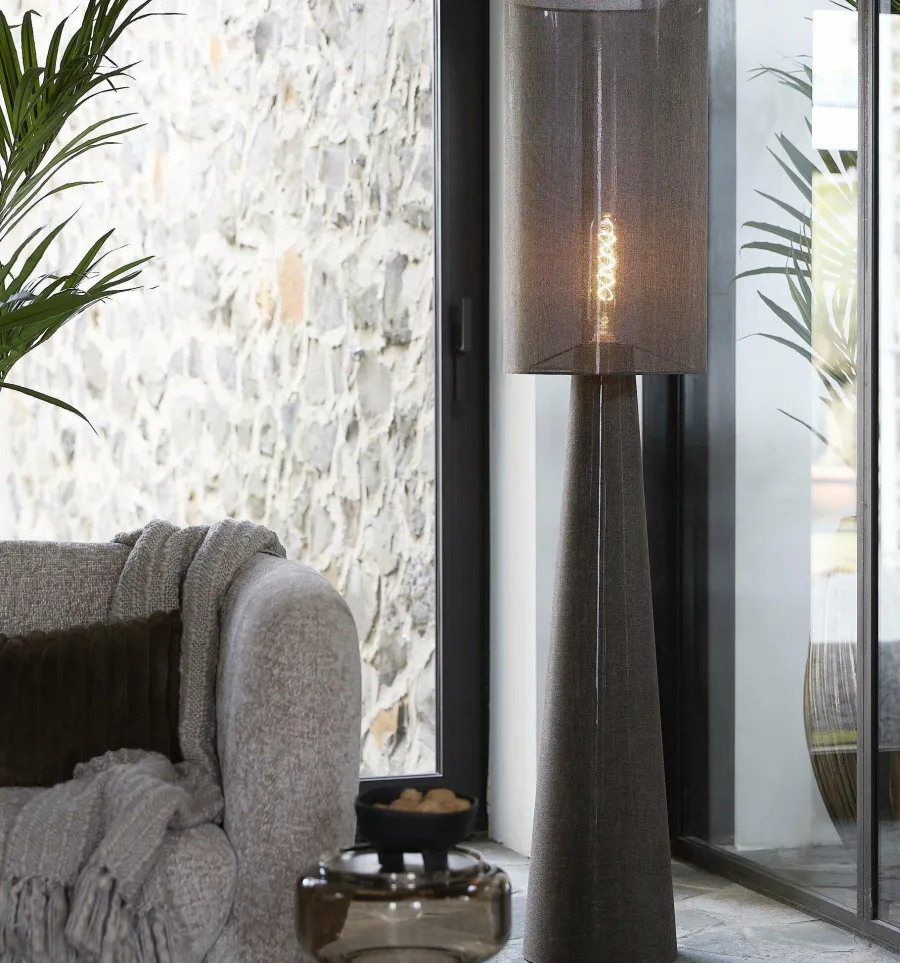 Light en Living Vloerlamp Ø38x180 cm MICKY linnen bruin Discount