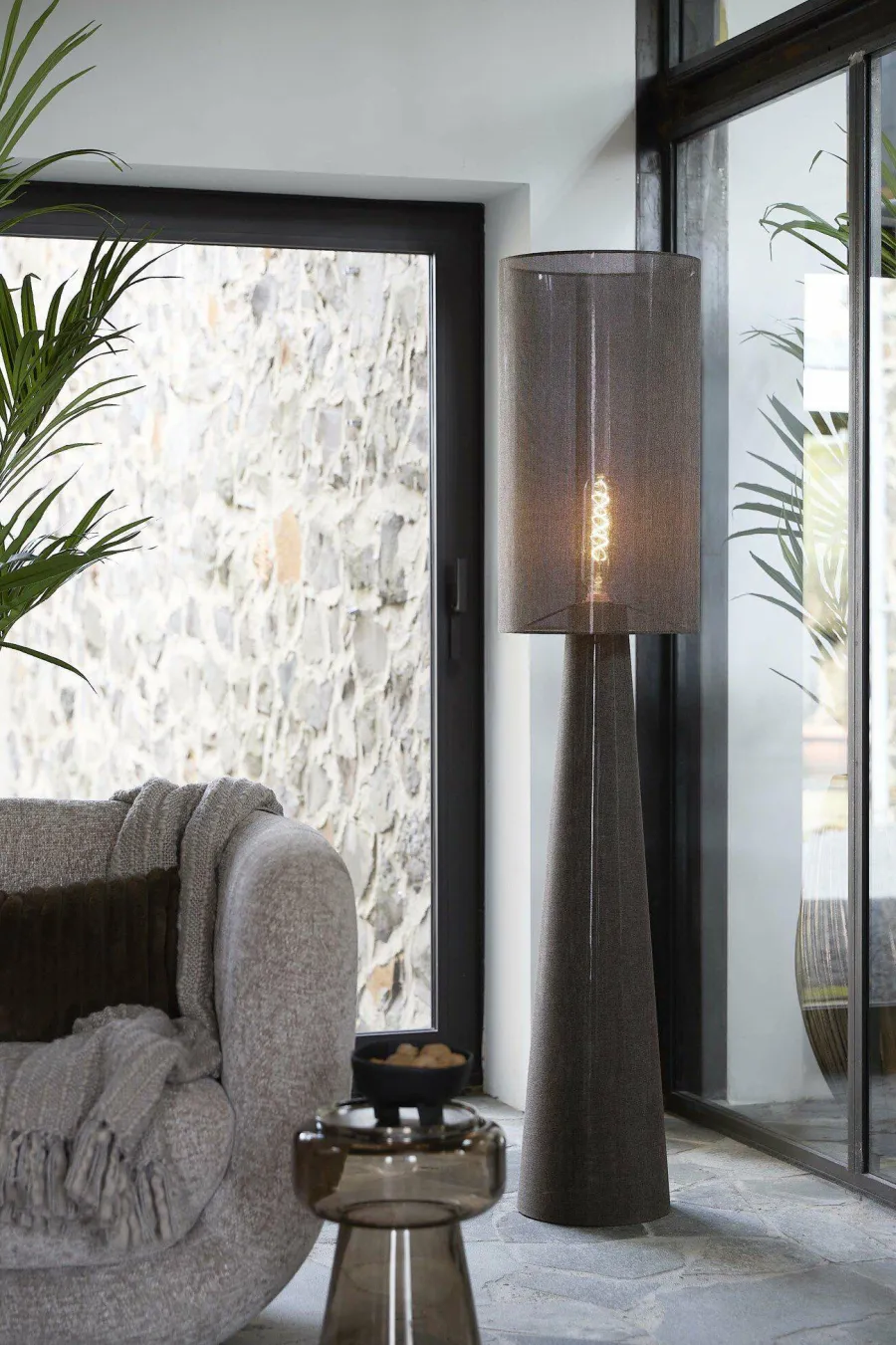 Light en Living Vloerlamp Ø38x180 cm MICKY linnen bruin Discount