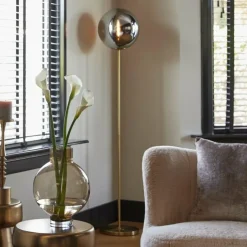 Light en Living Vloerlamp Ø30x160 cm MEDINA glas smoke+goud Hot