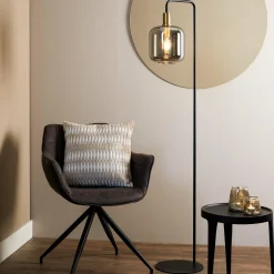 Light en Living Vloerlamp Ø28x155 cm LEKAR antiek brons+smoke glas Outlet