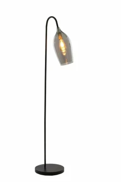 Light en Living Vloerlamp 67x30,5x160 cm LUKARO glas smoke+mat zwart Clearance