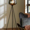 Light en Living Vloerlamp Ø42x146 cm MAYSON mat zwart+glas smoke New