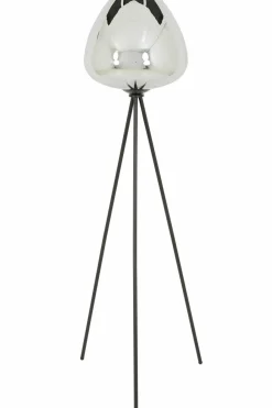 Light en Living Vloerlamp Ø42x146 cm MAYSON mat zwart+glas smoke New