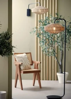 Light en Living Vloerlamp Ø43x164 cm LYRA naturel+mat zwart Discount