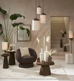 Light en Living Vloerlamp Ø23x159 cm DANIA hout print d bruin+touw crème Discount
